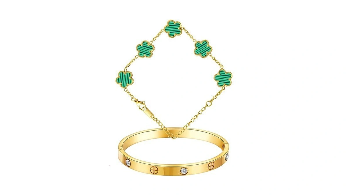 Stackable Gold Clover Bracelets For Women-18k Gold Plated Friendship Love