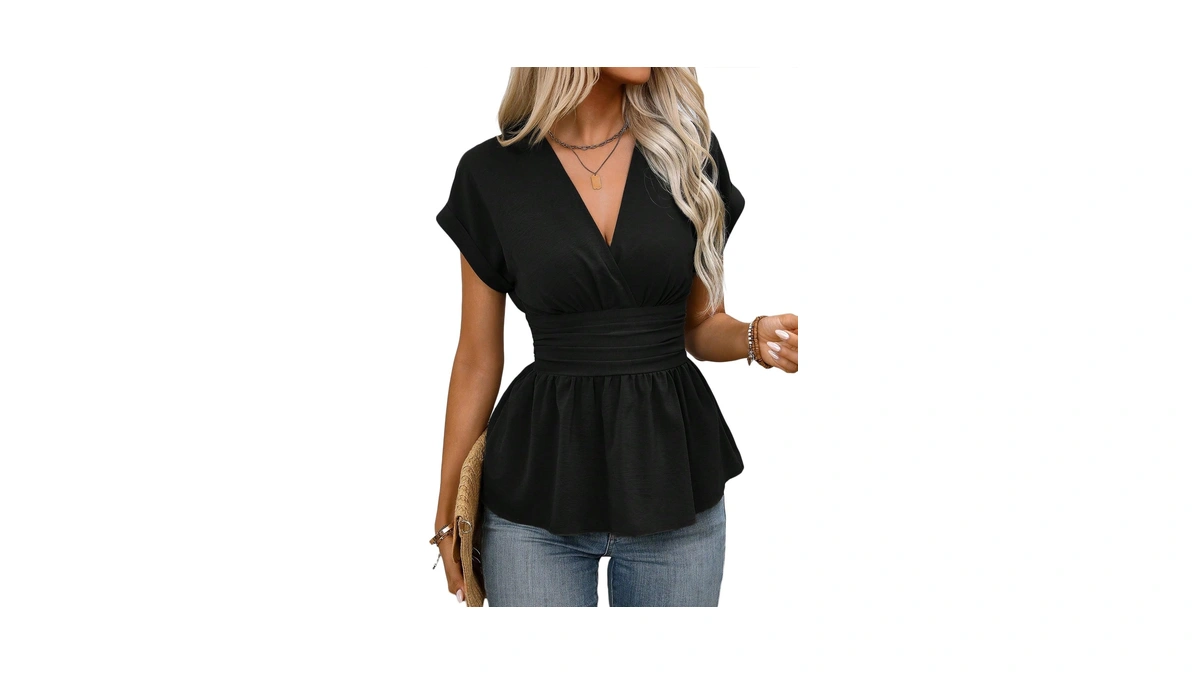 Astylish Womens Trendy V Neck Business Work Tunic Tops Trendy