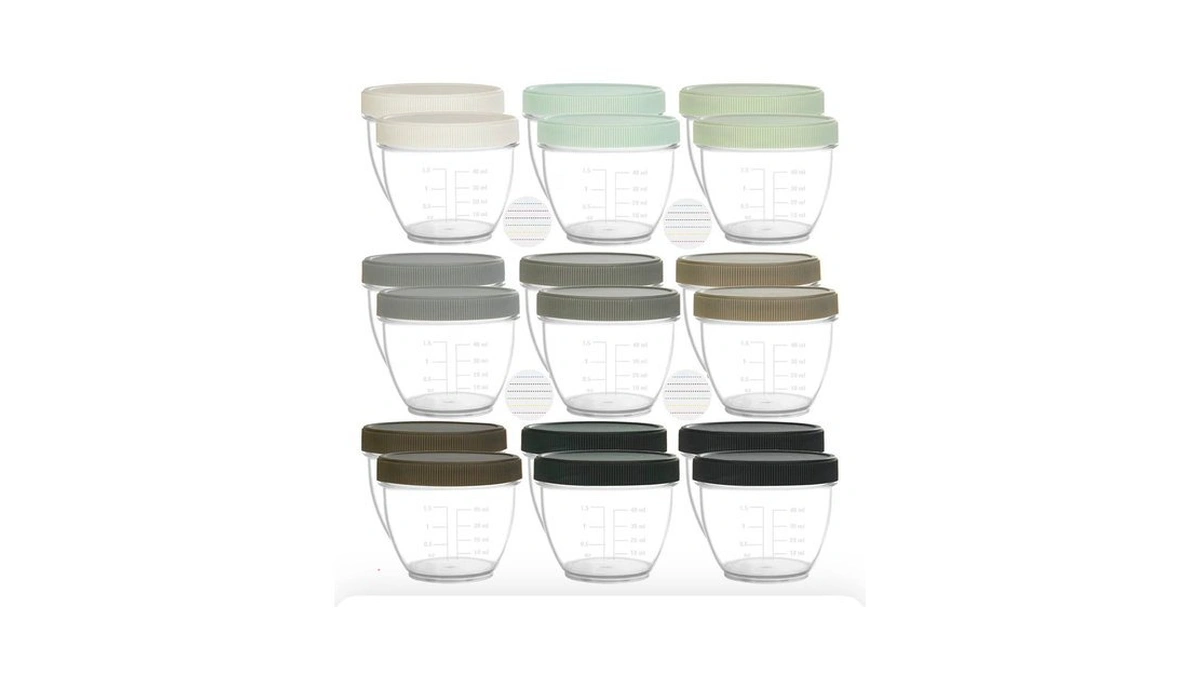 Youngever 18 Sets Baby Food Storage, 2 Ounce Plastic Baby