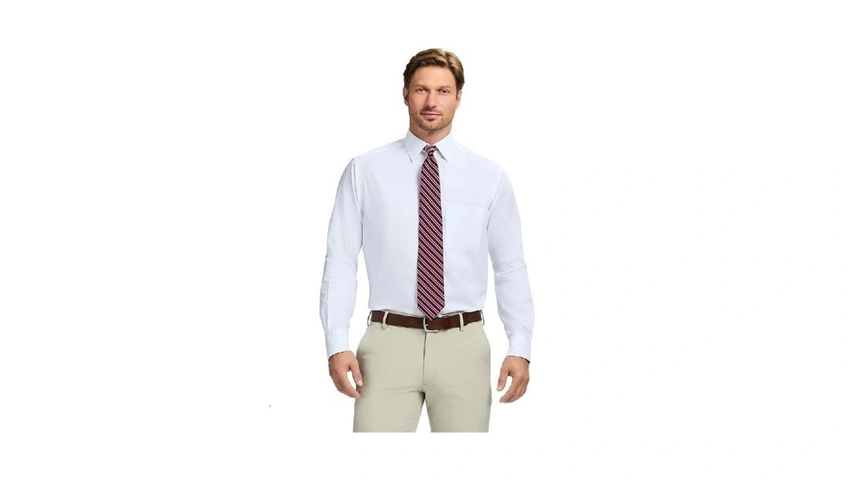 Izod Men's Wrinkle Resistant Stretch Fabric Button Down Collar Dress