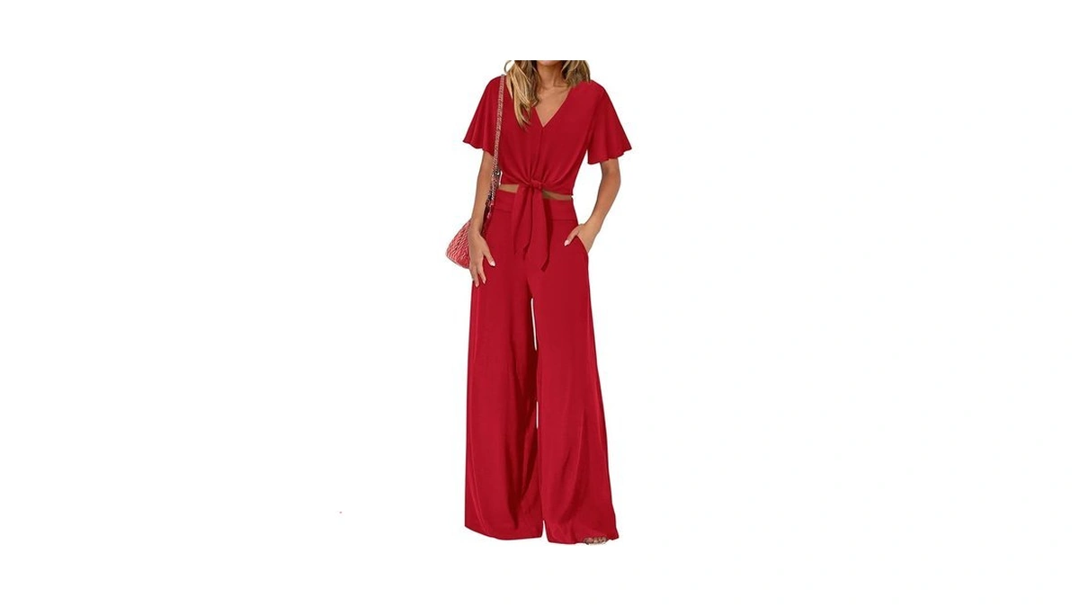 Prettygarden Women 2 Piece Summer Outfits Short Sleeve Strappy Top