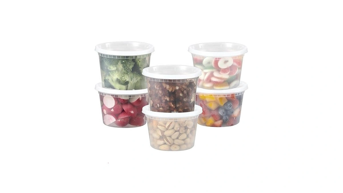 Aozita 64 Sets 16 Oz Plastic Deli Containers With Lids,