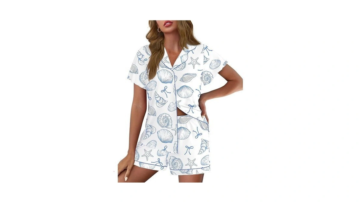 Ekouaer Pajamas For Women Set Button Up Pjs Ruffle Sleeve