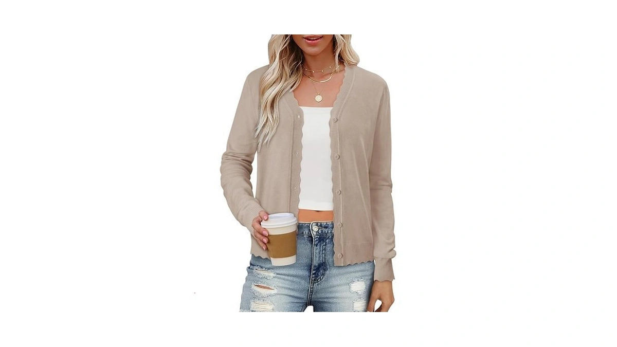 Onlypuff Cardigan For Women Dressy Button Down Sweaters V Neck