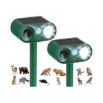 2pack Solar Ultrasonic Animal Repeller With Strobe Light – For