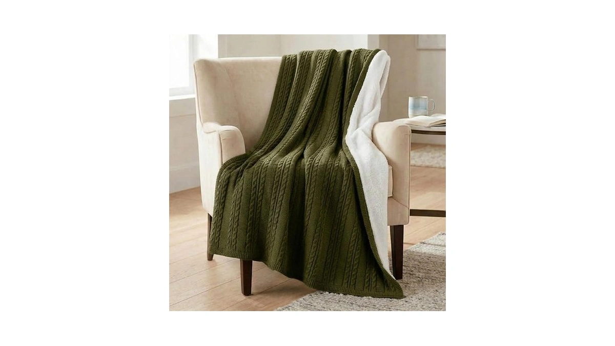 Cable Knit Throw Blanket For Couch, Sofa, Or Bed -