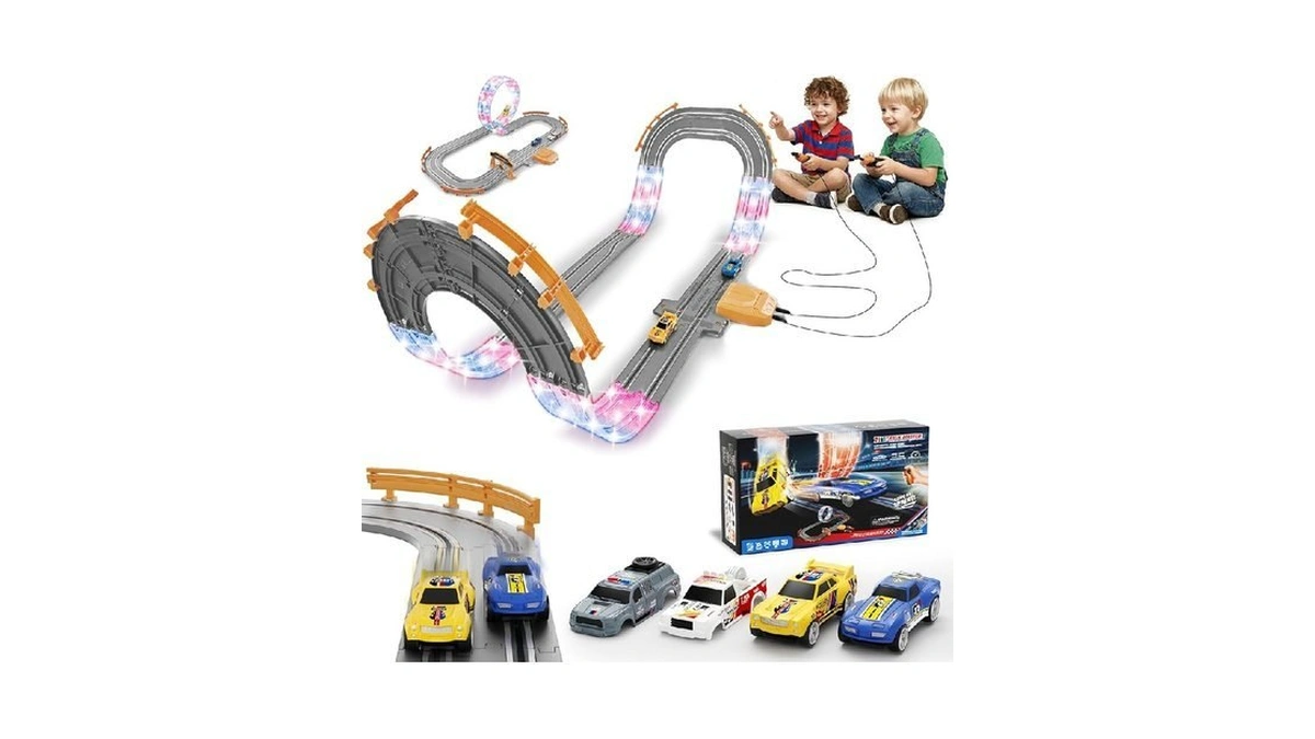 9.86ft 2-in-1 Slot Car Track Sets Toy - With 4