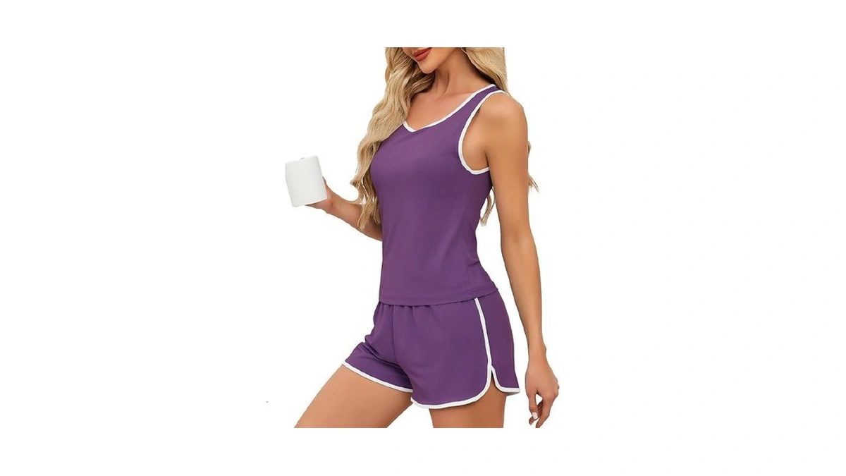 Yya Summer Pajamas For Women Set Ribbed Pajama Short Set