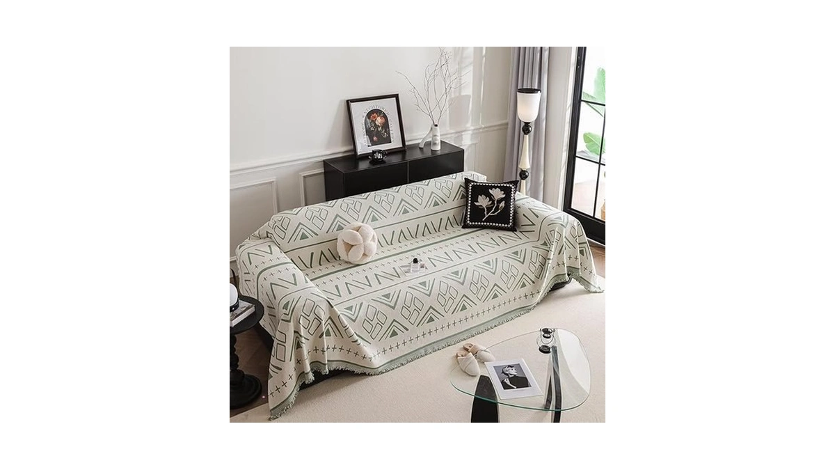 Amztop Soft Chenille Couch Cover For Dogs Washable,extra Large Geometric