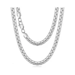 Jewlpire Silver Chain For Men, 4mm Silver Flat Link Chain