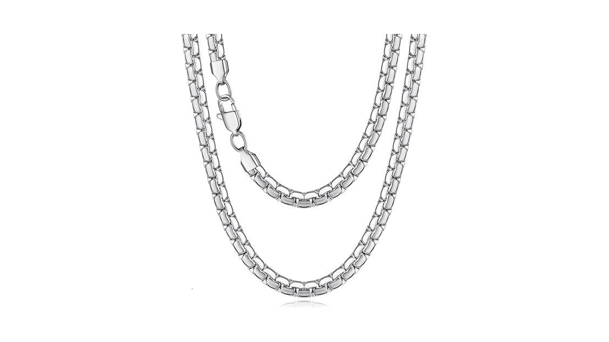 Jewlpire Silver Chain For Men, 4mm Silver Flat Link Chain