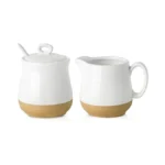 Hasense Ceramic Sugar And Creamer Set, 3 Piece Coffee Serving