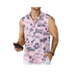 Coofandy Men's Sleeveless Beach Shirts Summer Button Up Tank Tops