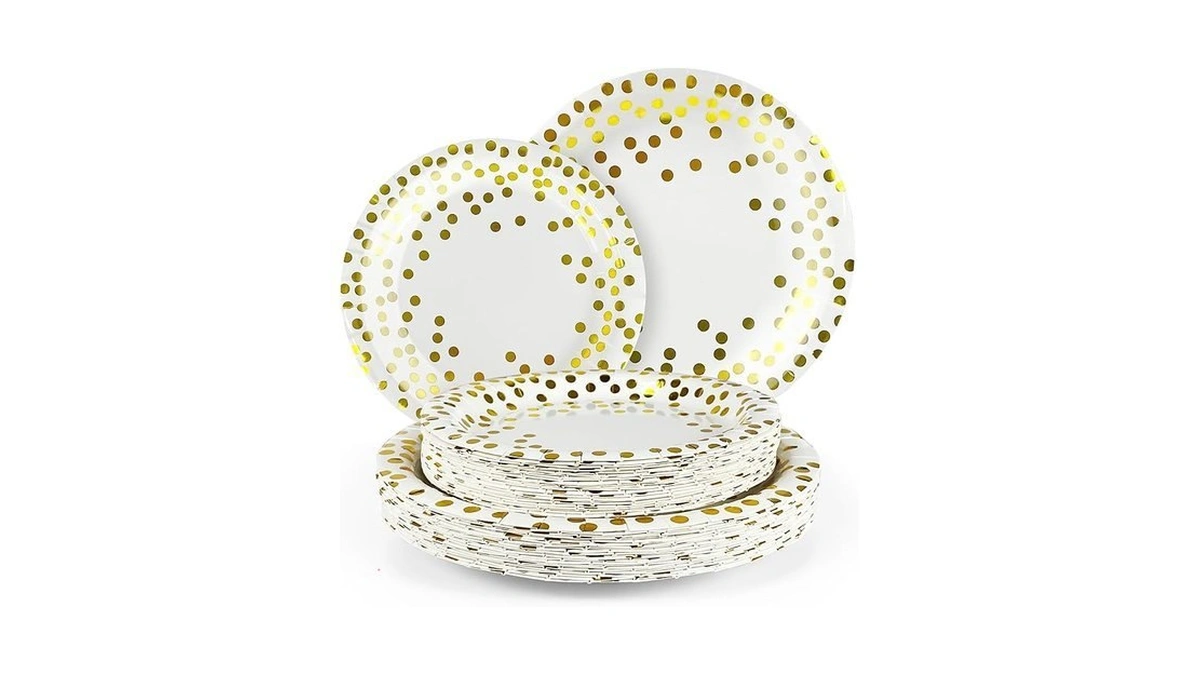 Funpak Disposable Plates For Party 50 Sets, 7'' & 9''