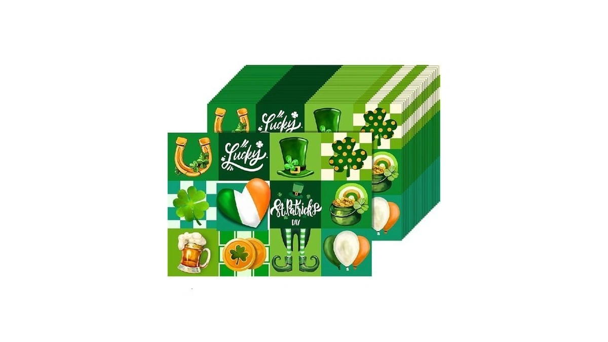 50 Pack Disposable Paper Placemats Shamrock St. Patrick's Day Placemats