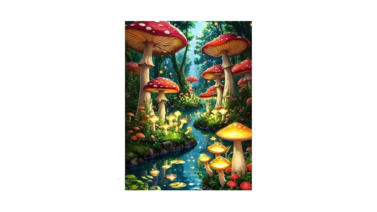 Camocin Diamond Art Kits For Adults Mushroom, 5d Stream Diamond