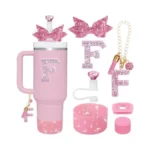 Mity Rain 7pcs Pink Cup Accessories Set For Stanley Cup,