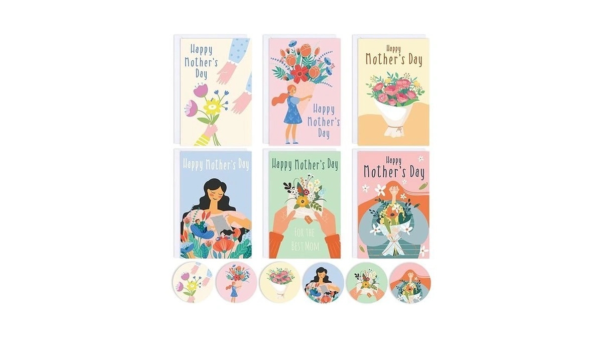 Whaline 30 Pack Happy Mother's Day Cards With Envelopes Stickers
