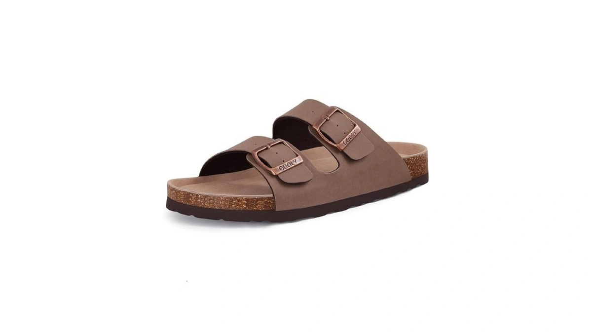 Odoly Unisex Cork Footbed Slide Sandal, Arch Support Summer Outdoor