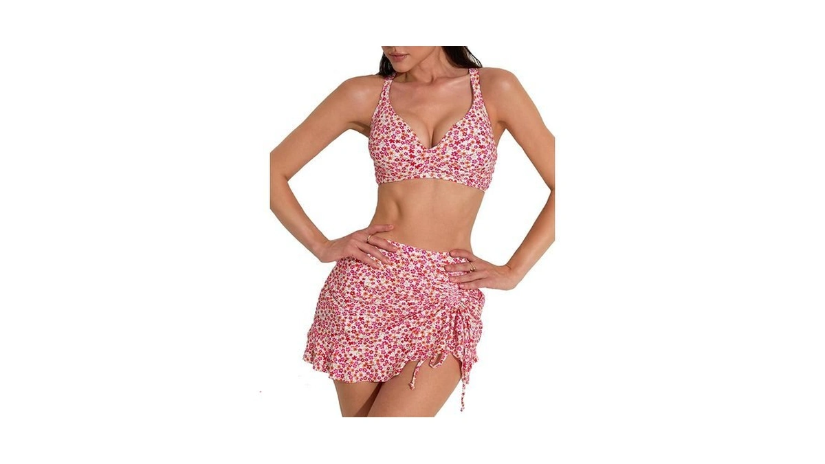 Ajisai Hign Waisted Bikini Sets For Women Swim Skirt Criss