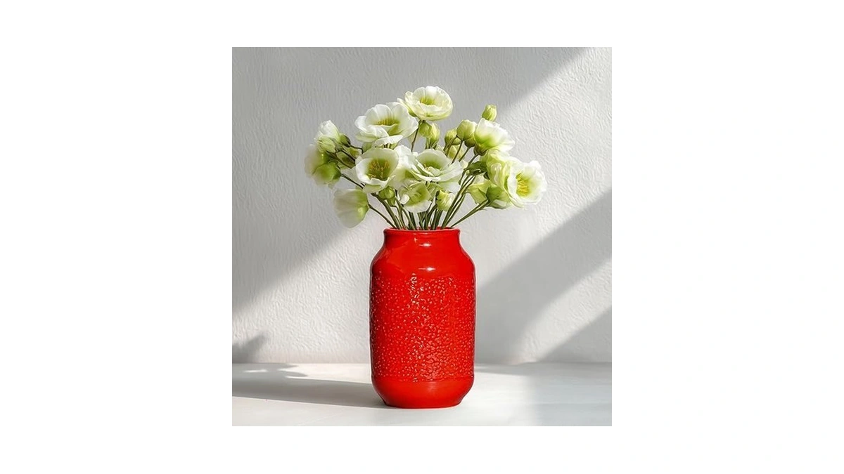 Wancetang Red Ceramic Vase For Home Decor - 9 Inch