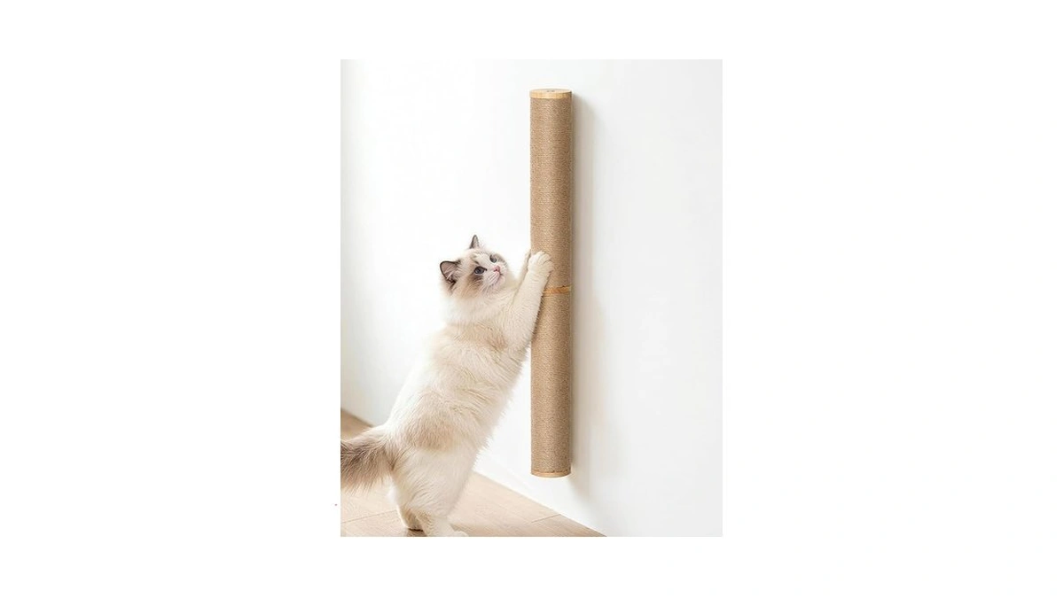Kwimeow Cat Scratching Post Wall-mounted, 34” Tall Wooden Scratching Posts