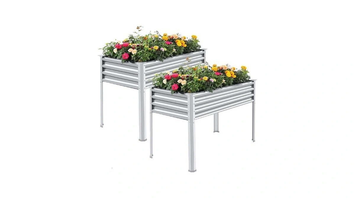 Land Guard 2 Pack Galvanized Raised Garden Bed With Legs,
