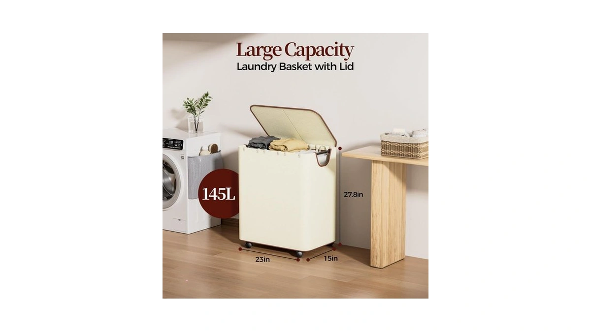 Lamu 145l Laundry Hamper With Wheels, Rolling Laundry Basket With