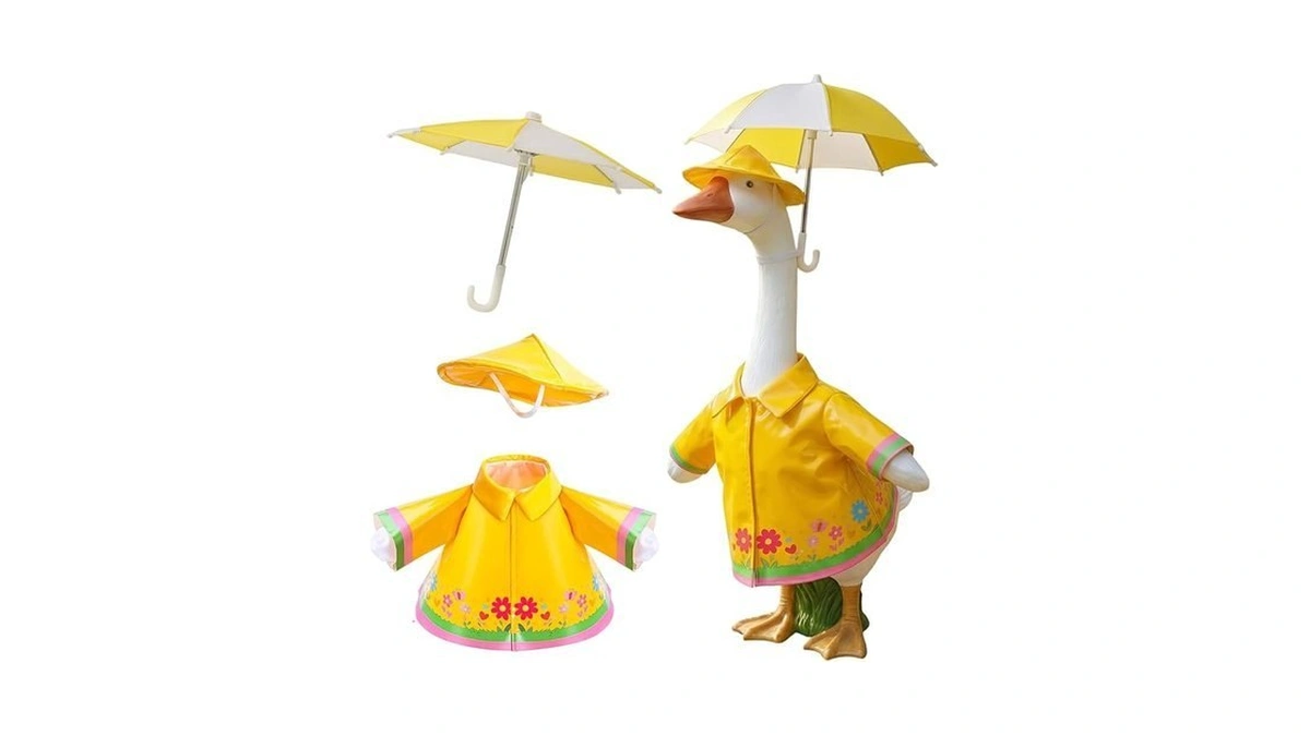 Memxike Raincoat Porch Goose Outfits With Umbrella Hat, 23" Geese