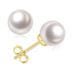 Impalsory 18k Gold Plated Freshwater Cultured Pearl Stud Earrings |