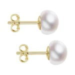 Impalsory Handmade Pearl Earrings, Gold Plated Sterling Silver White Pearl