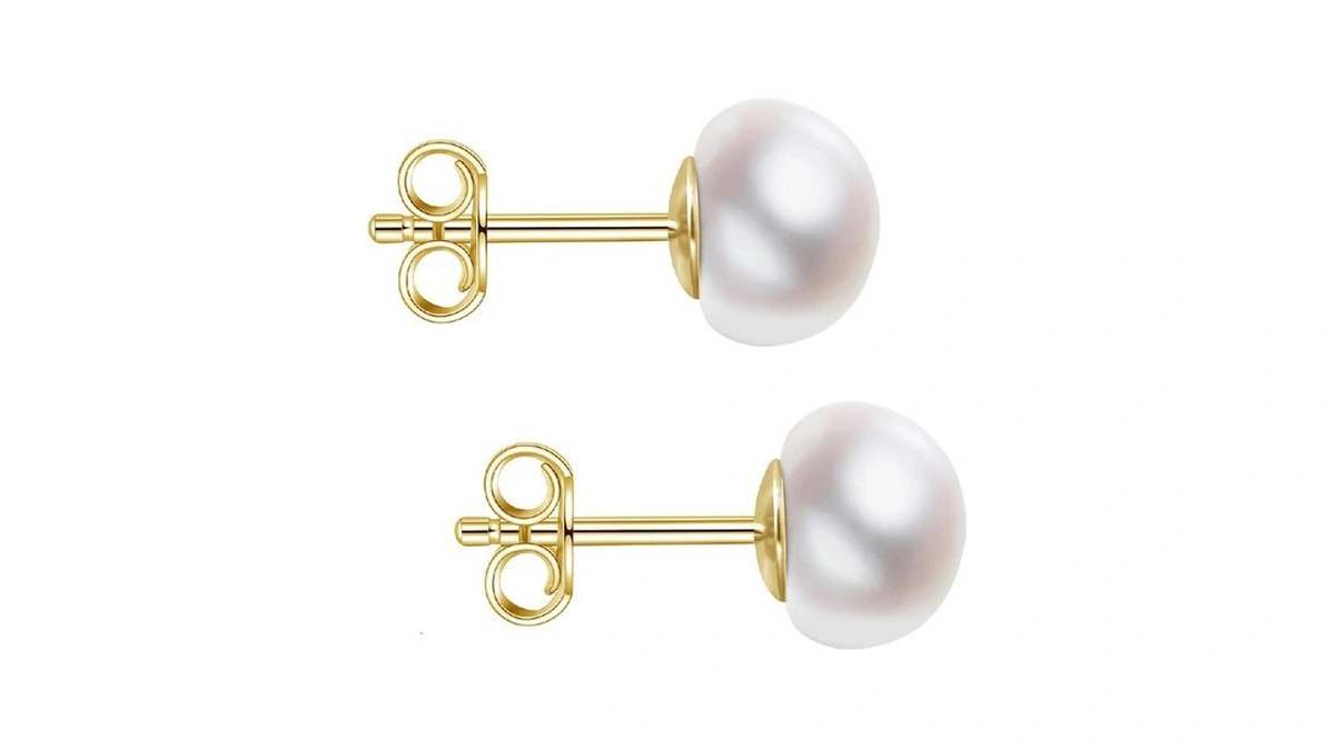 Impalsory Handmade Pearl Earrings, Gold Plated Sterling Silver White Pearl