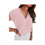 Totatuit Women's Dressy V Neck Chiffon Blouses Cap Sleeve Shirts