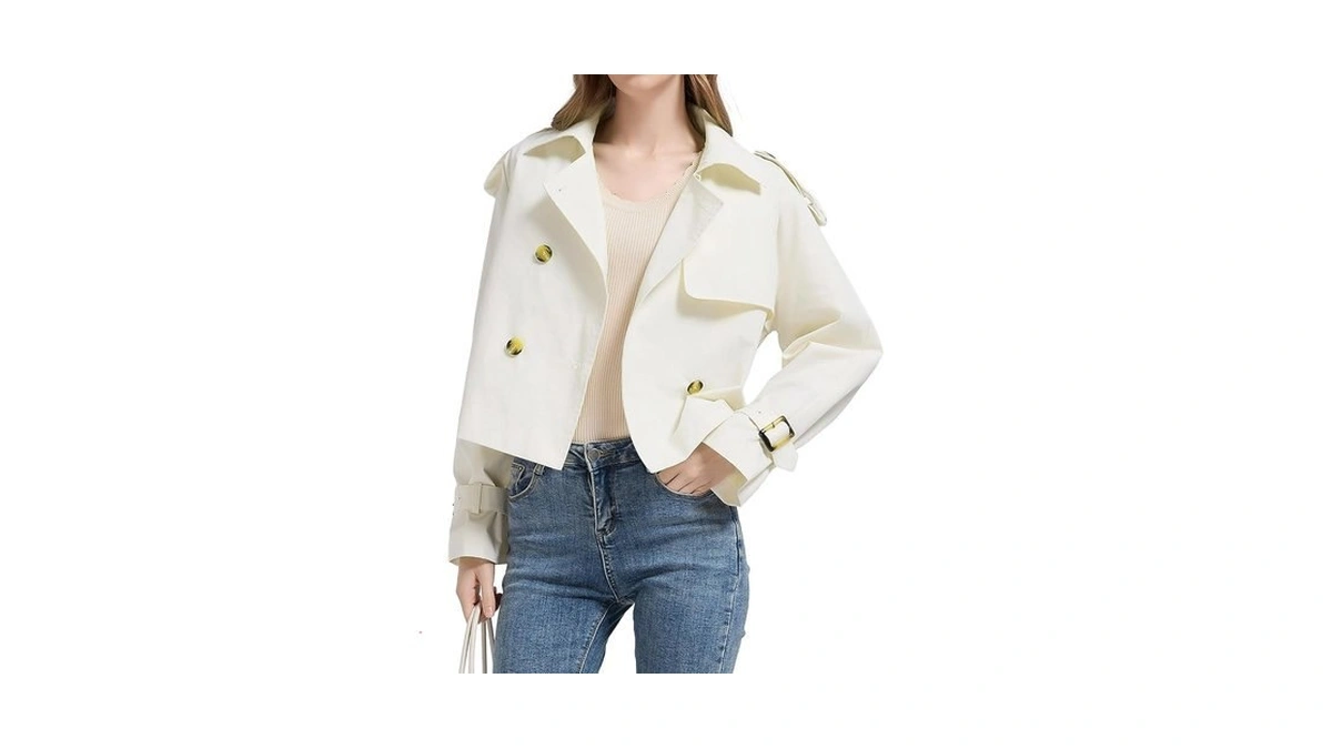 Orolay Chiione Women's Cropped Trench Coat Waterproof Lightweight Double Breasted