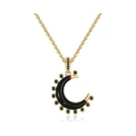 Mtmy Gold Moon Pendant Necklace For Women,14k Gold Plated Dainty