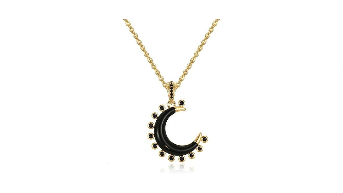 Mtmy Gold Moon Pendant Necklace For Women,14k Gold Plated Dainty