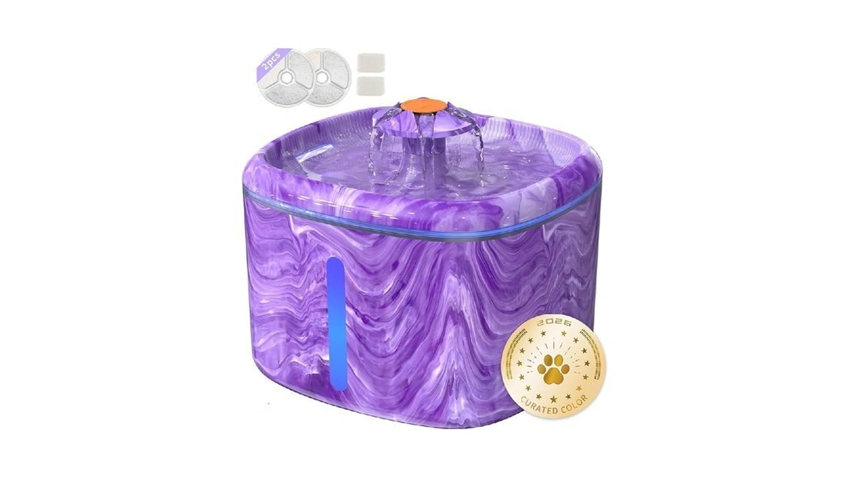 Cat Water Fountain Purple: Automatic Flower Pet Water Fountain For
