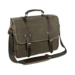 Wogarl 15.6 Inch Messenger Bag For Men Genuine Leather Waxed
