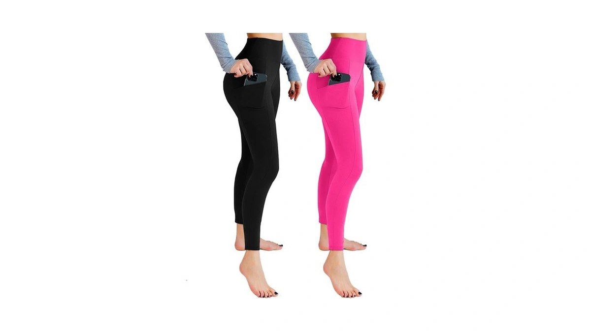 Leafigure 2 Packs Leggings With Pockets For Women, High Waisted