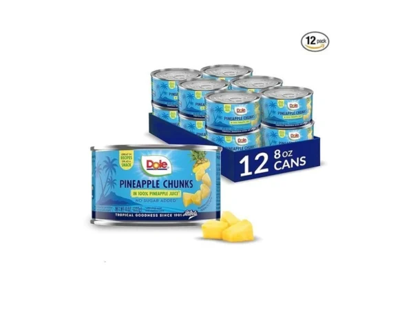 Dole Pineapple Chunks In 100% Pineapple Juice With No Sugar