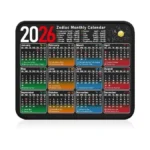 Mouse Pad 2026 Calendar, Zodiac Design Mousepad With Planner Layout