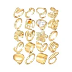 Yeezii 20 Pcs Gold Rings Set For Women, Chunky Statement
