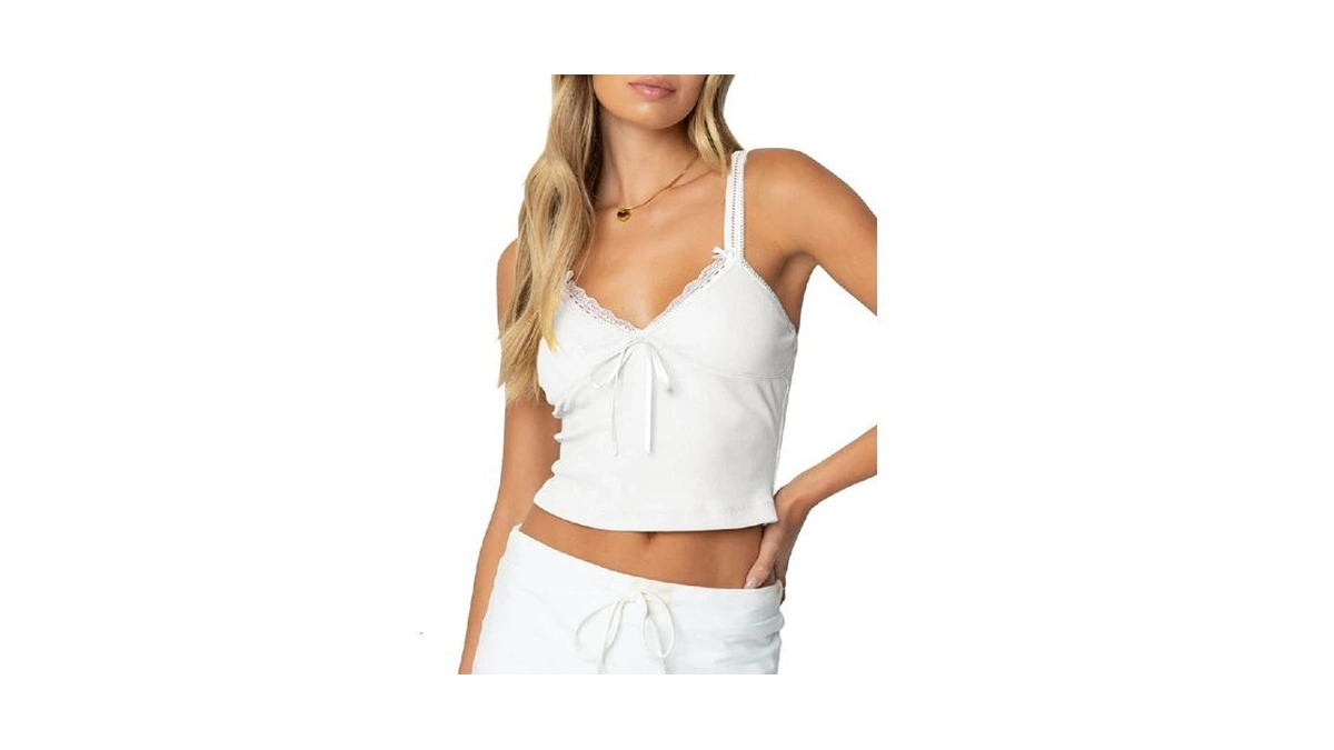 Women Camisole Tank Tops Lace Trim Slim Fit Cami Tops