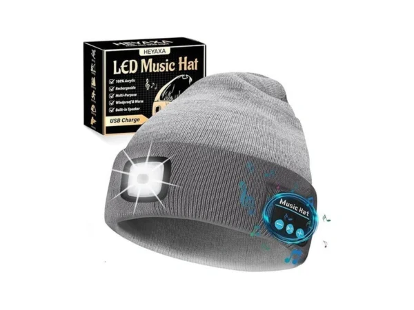 Heyaxa Bluetooth Beanie Hat, Usb Rechargeable 4 Led Wireless Music