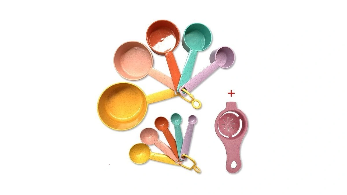 Plastic Measuring Cups And Spoons Set - 10 Pcs Colorful