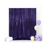 Eternal Beauty Purple Sequin Backdrop, 7x7 Ft Glitter Background Curtains