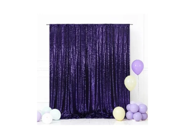 Eternal Beauty Purple Sequin Backdrop, 7x7 Ft Glitter Background Curtains