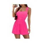 Lookboho Women's Rompers Summer Dressy Casual Square Neck Sleeveless Shorts