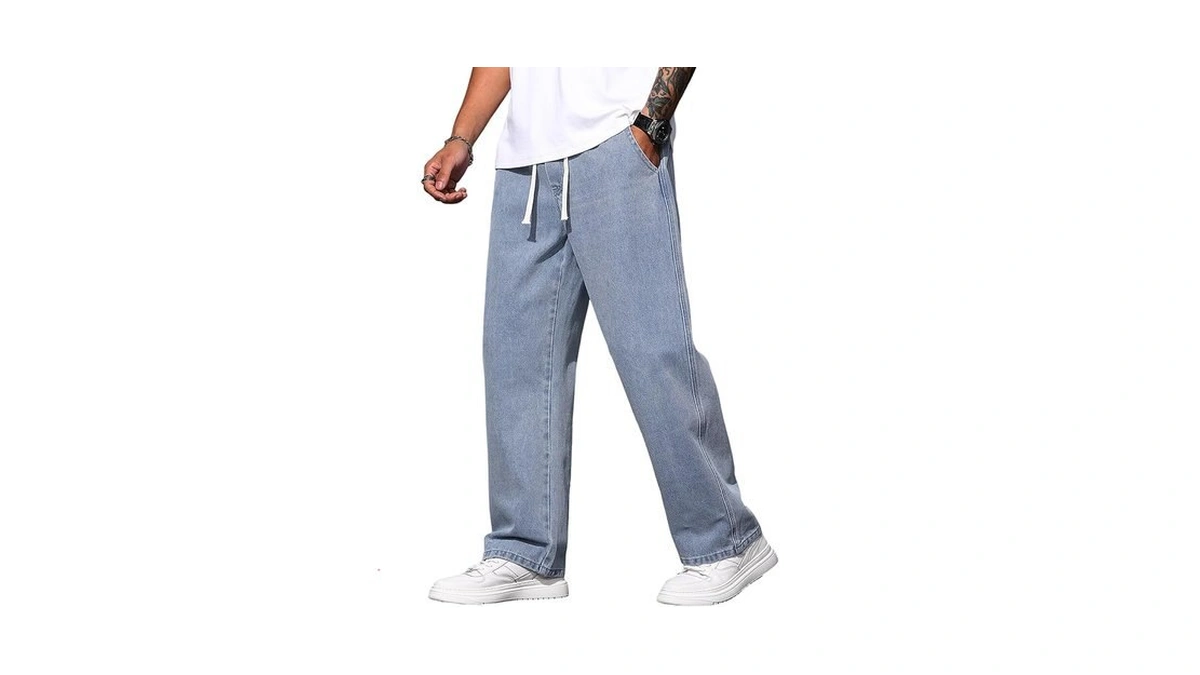 Qgrswbc Men's Casual Jeans Regular Fit Denim Pants Straight Leg