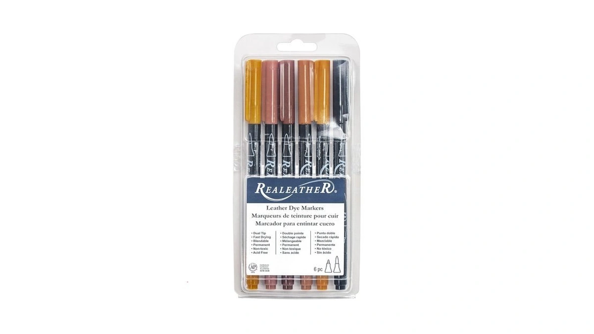Realeather F2400-01 Leather Dye Pens, Double Sided With Fine And